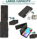 Wallet Leather Case with Card Slots Zipper Wrist Strap for Samsung A32 5G A326