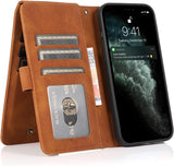 Wallet Leather Case Card Slots Zipper Wrist Strap for iPhone 12 / Pro / Pro Max