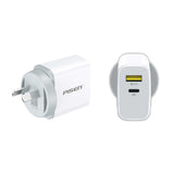 PISEN Dual Output Type-C USB-C PD & USB-A QC 3.0 Wall Fast Charger 18W AU PLUG