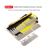 B&R X4301 43 in 1 CPU NAND IC Chip Remover Blade Knife Tool Set for Mobile Phone Repair